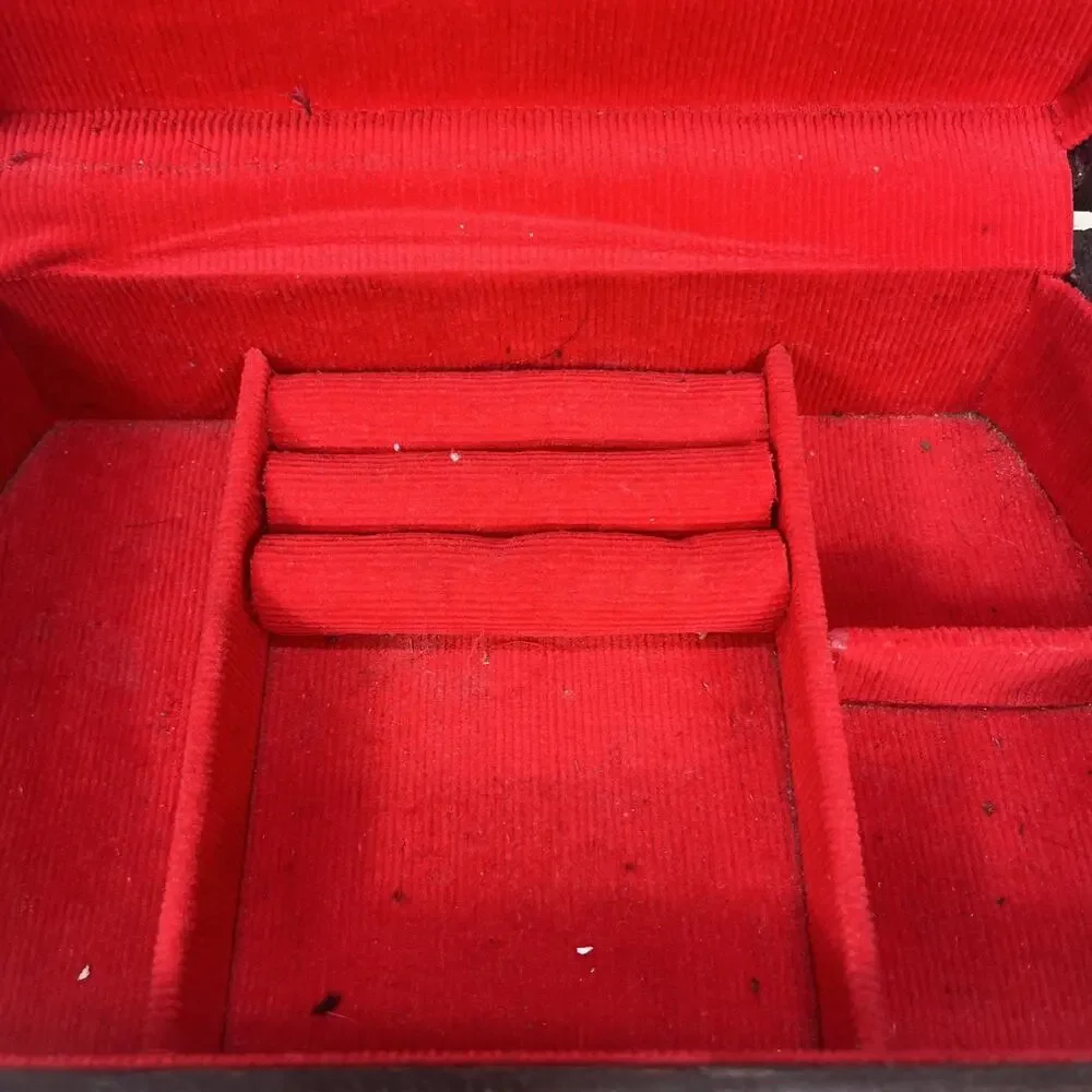 Vintage S. Sper Bijou Valet Jewelry Box Wooden Red Interior